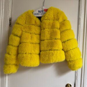 Faux Fur Coat Yellow
